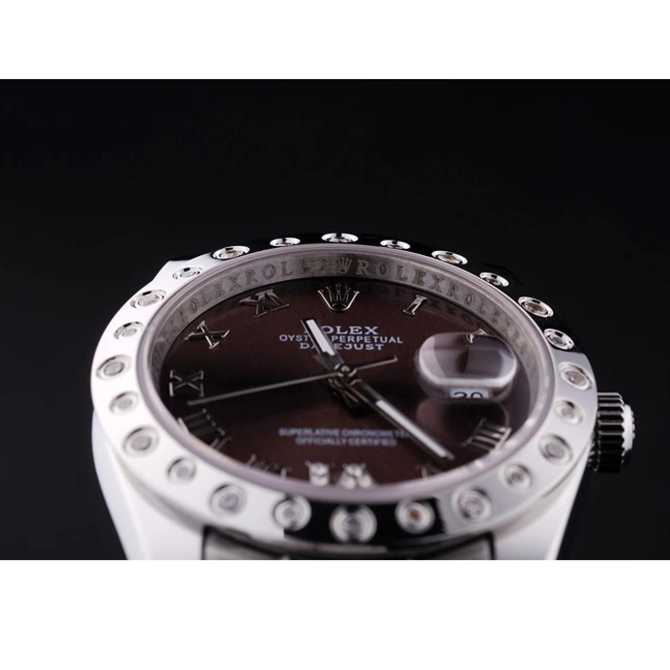 Aaa replica 7466 Dial Rolex Diamond Datejust Brown Bezel 0601
